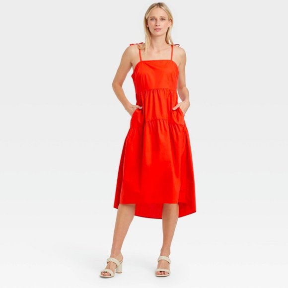 Who What Wear Dresses & Skirts - Who What Wear Orange Sleeveless Babydoll Midi Sundress - Womens XL - NEW